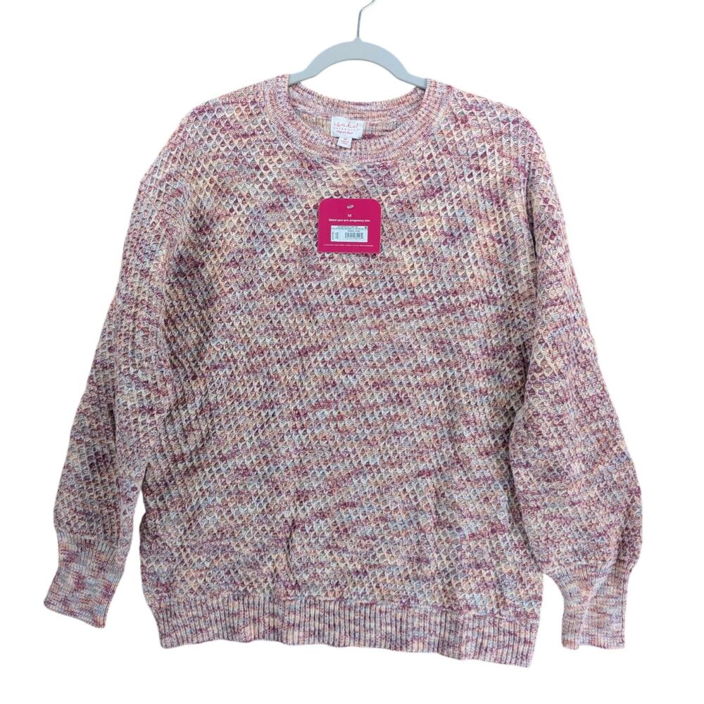 Ingrid Isabel Maternity Sweater Textured Pullover Medium Pink Crew‎ Knit Classic